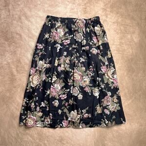 Vintage 90s Handmade Floral Ruffled Whimsigoth Midi Skirt A Line Peasant Cottage